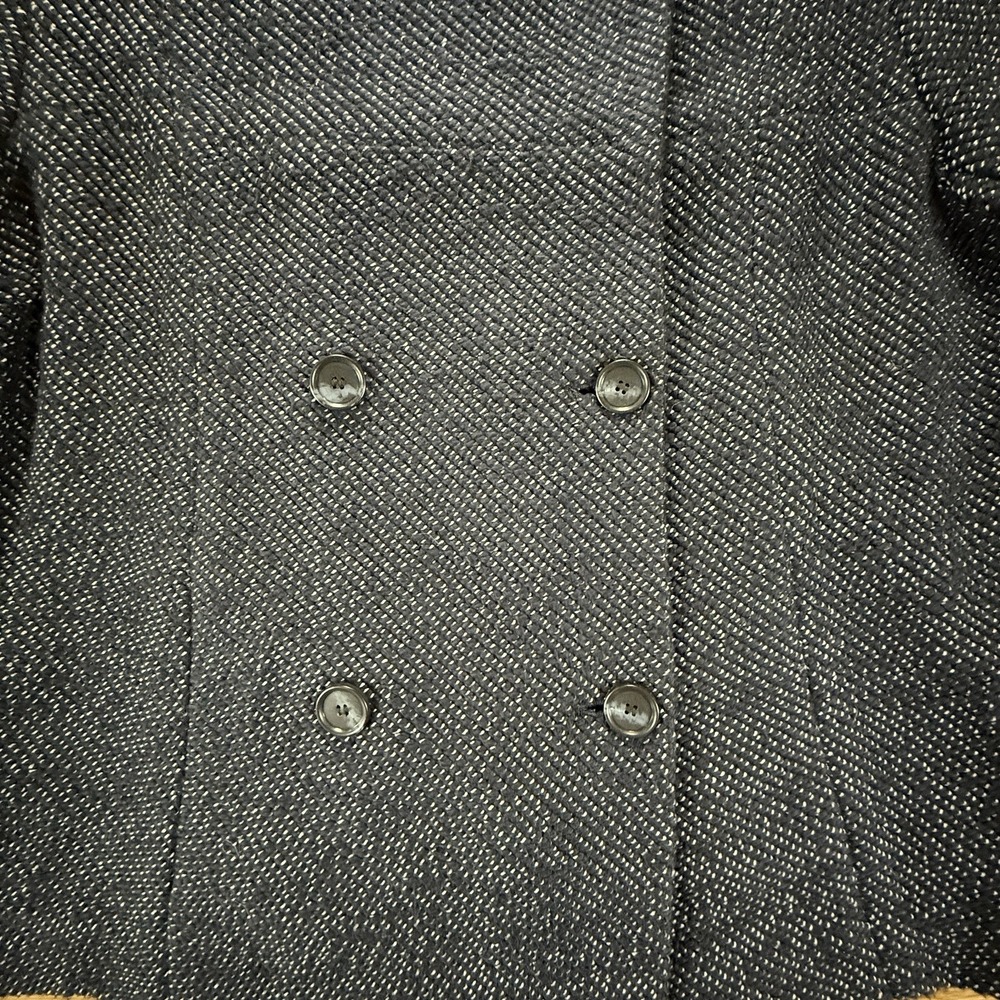 LOFT Womens L Textured Double Breasted Jacket Navy Blue Funnel Neck Career NWT - Picture 6 of 10